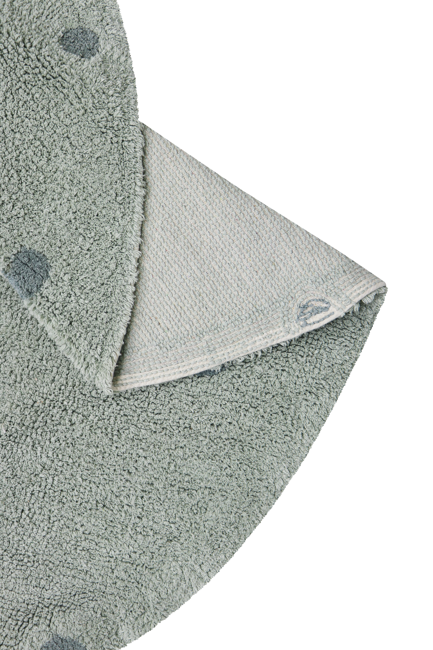 Lorena Canals vaskbart rundt gulvtæppe – Round Dot Blue Sage 140 cm