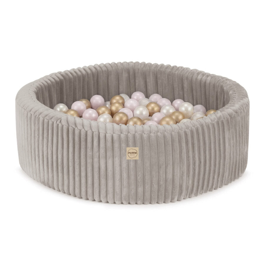 Plush Nest boldbassin 90x30 cm – beige med 200 bolde i lyserød mix