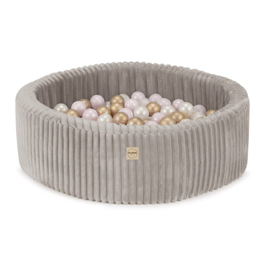 Plush Nest boldbassin 90x30 cm – beige med 200 bolde i lyserød mix