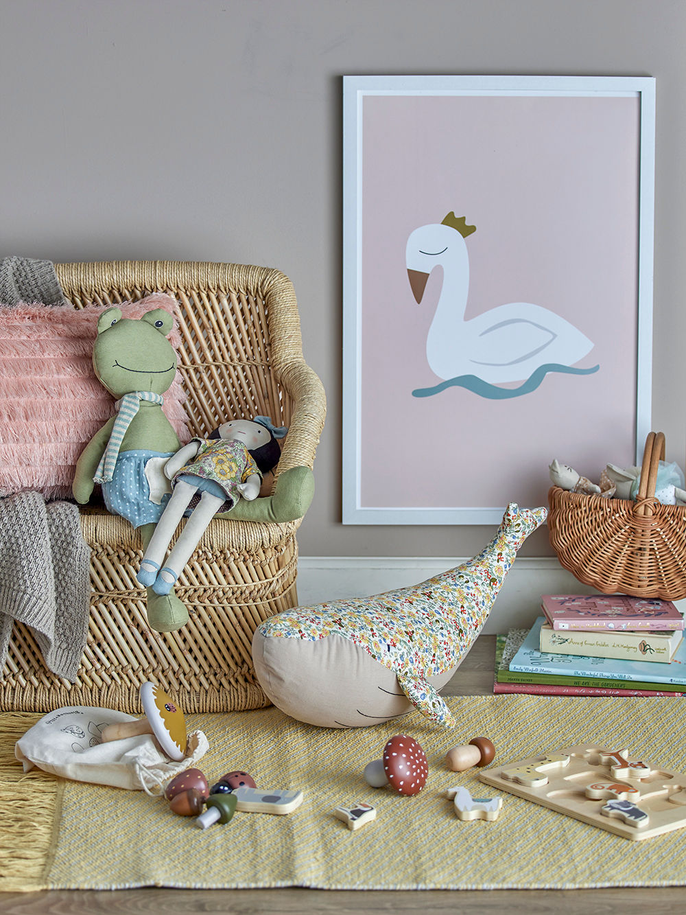 Bloomingville MINI Gunne bamse – Gul hval i bomuld