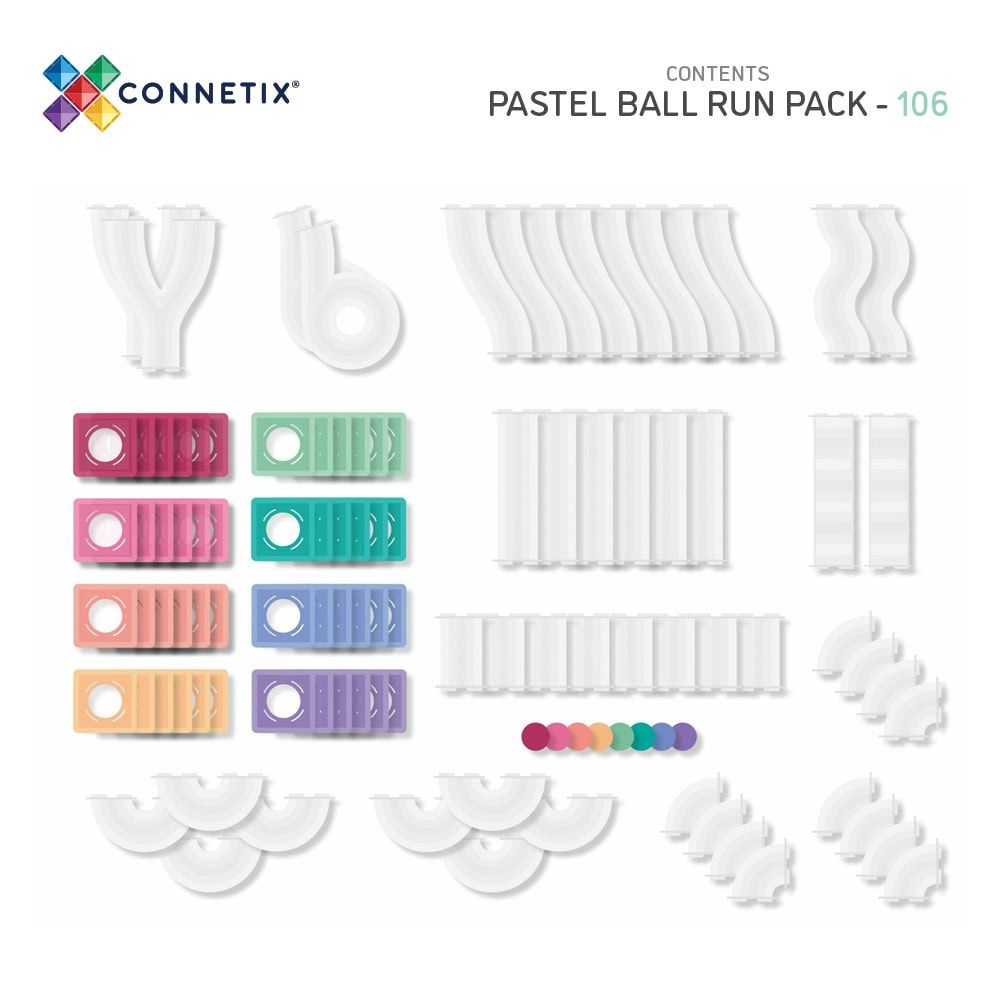 Connetix Ball Run Pack Magnetsæt 106 dele - Pastel