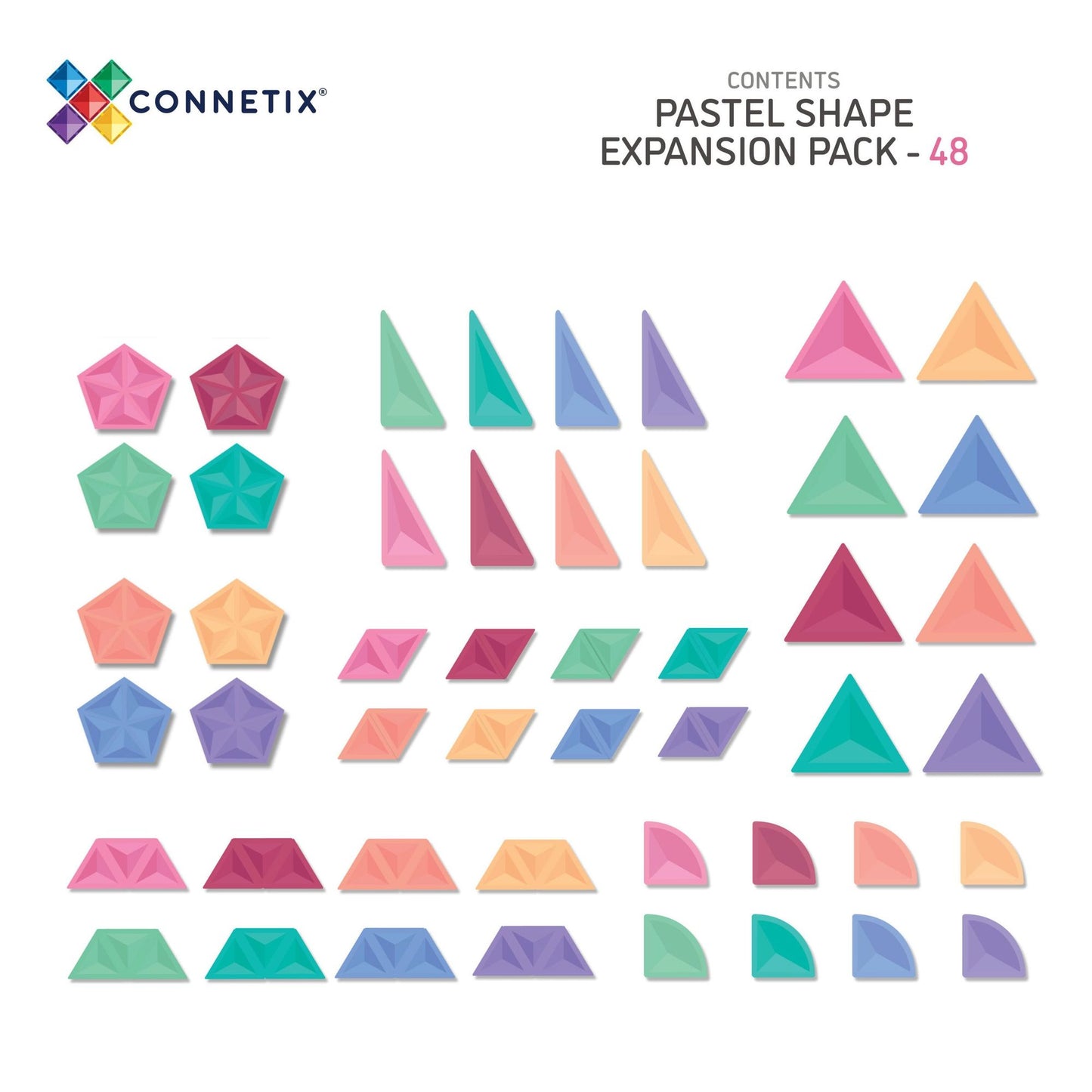 Connetix Expansion Pack Udvidelsessæt 48 dele - Pastel