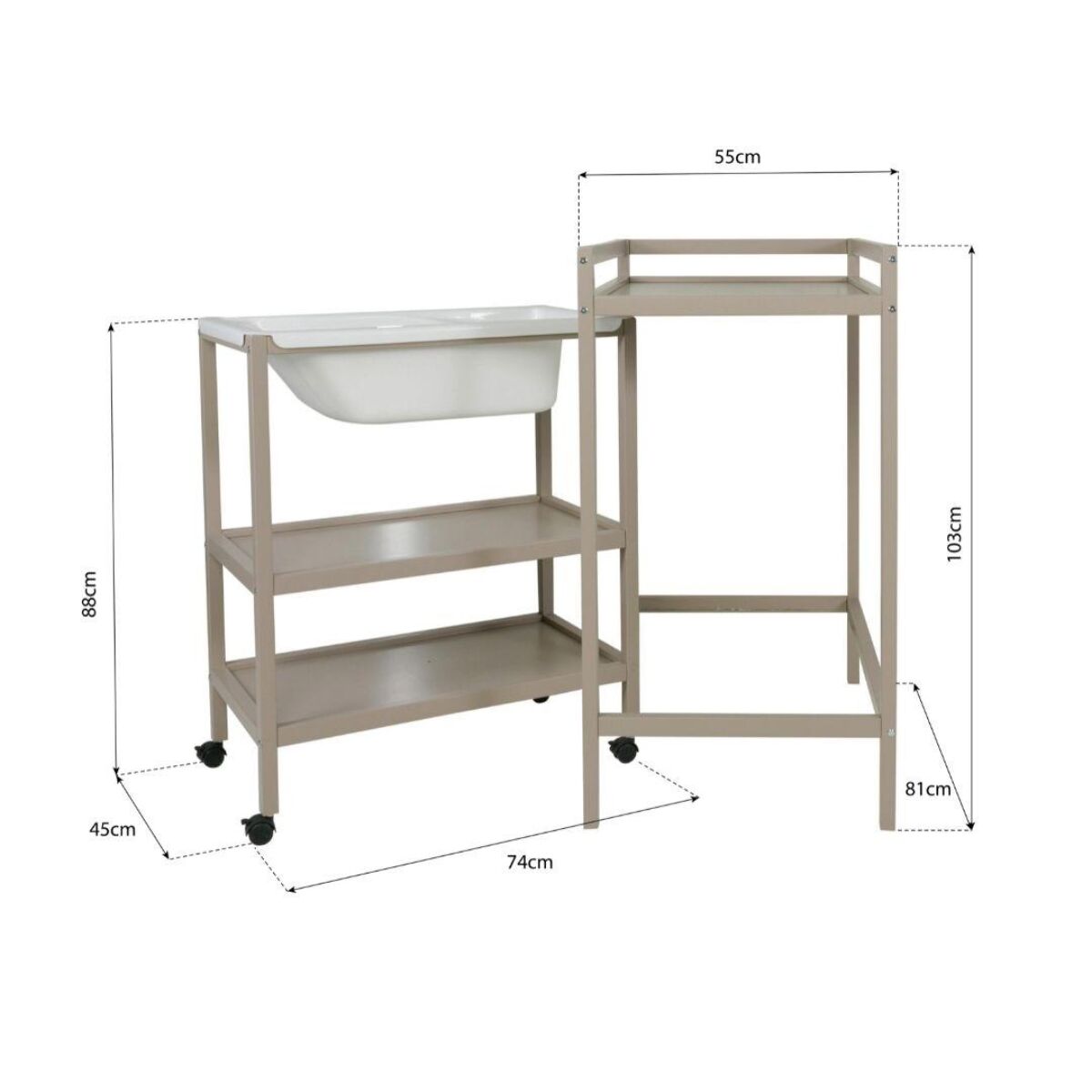 Quax puslebord med bad – Basic – Hvid