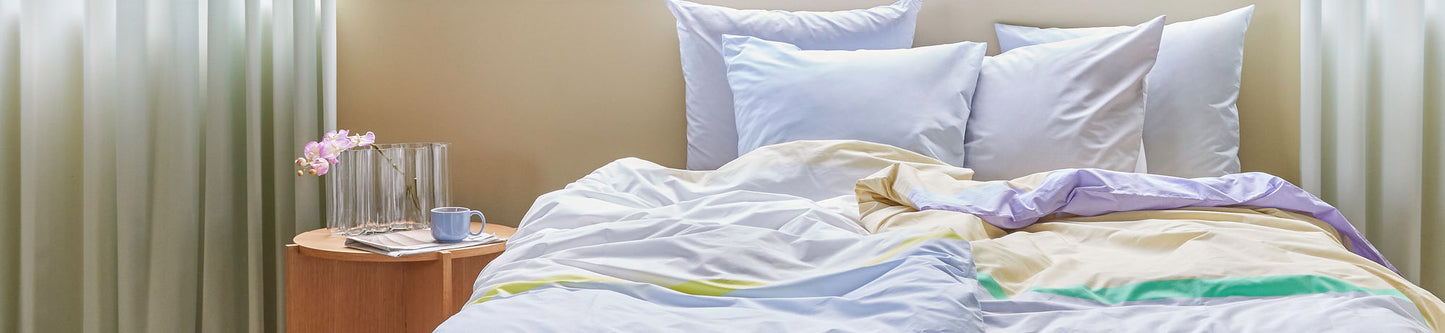 Hübsch Block sengetøj 140 x 200 cm – Beige/Flerfarvet