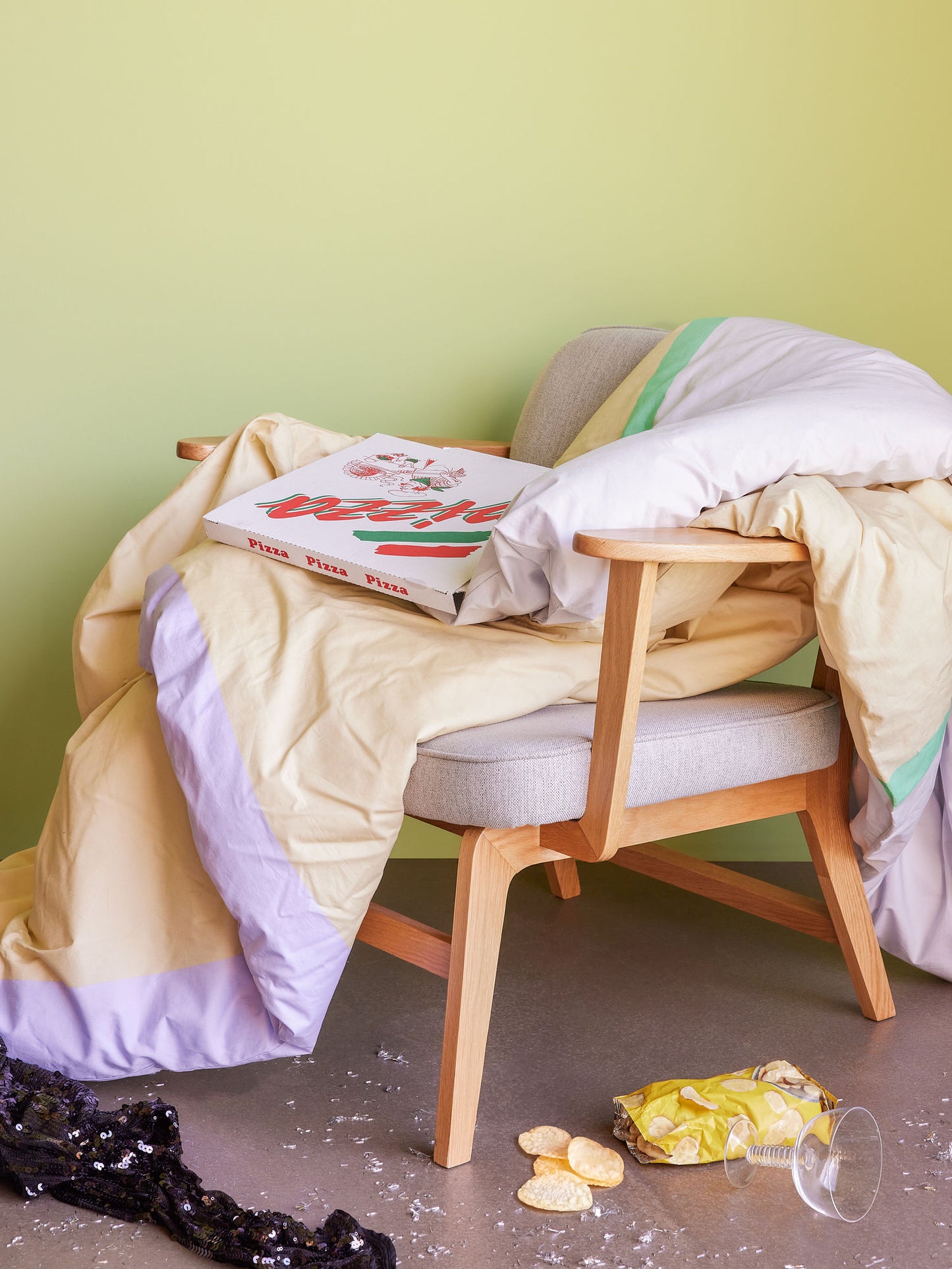 Hübsch Block sengetøj 140 x 220 cm – Beige/Flerfarvet