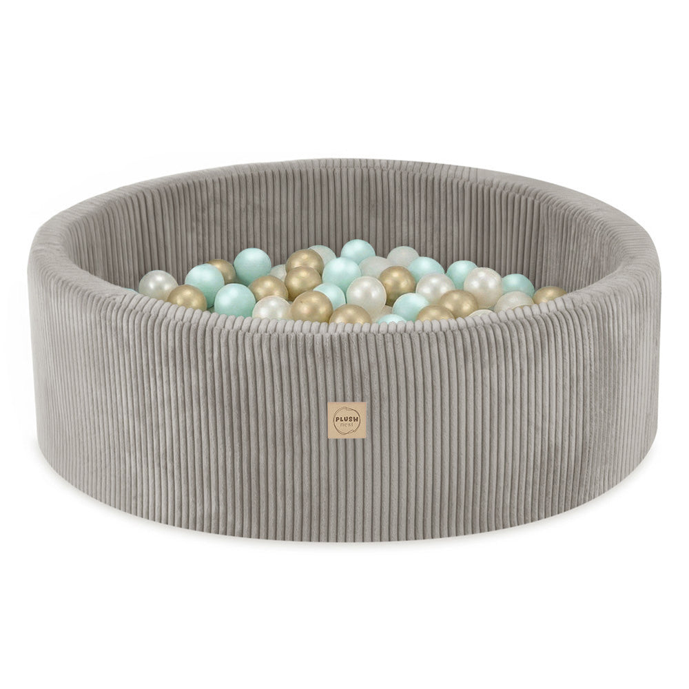 Plush Nest boldbassin med 200 bolde i premium fløjl – beige – 90x30 cm