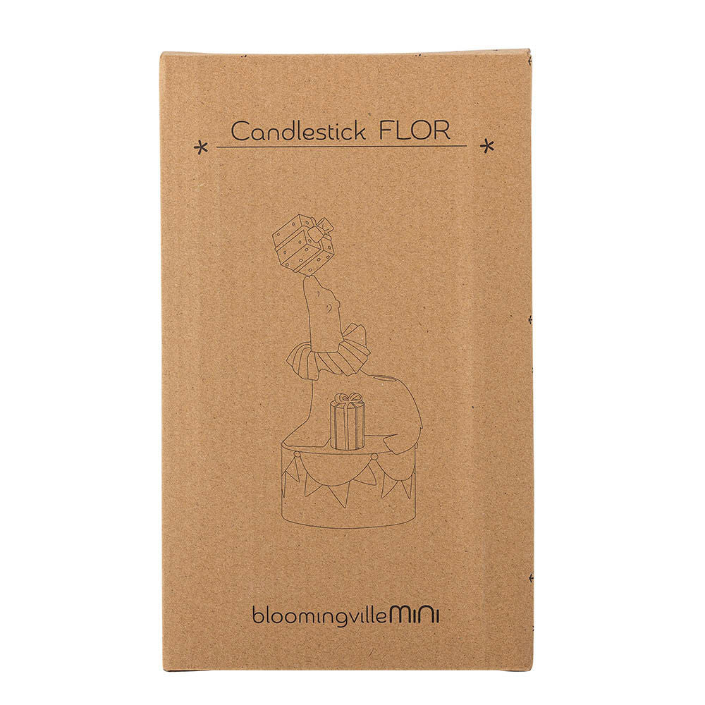 Bloomingville MINI Flor lysestage – Søløve i gul polyresin