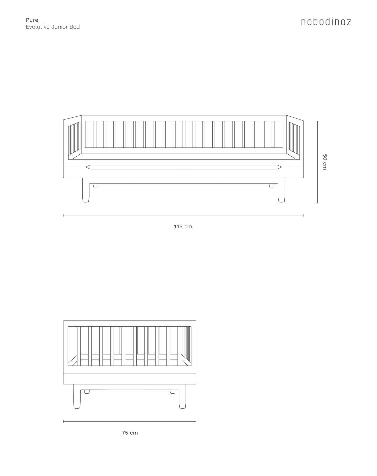 Nobodinoz Pure juniorseng i massiv eg – 70 x 140 cm