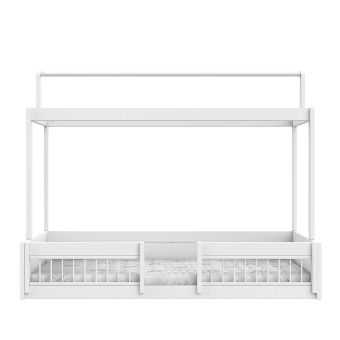 LIFETIME Kidsrooms montessori børneseng med topkonstruktion og sengeheste 120x200 cm – hvid