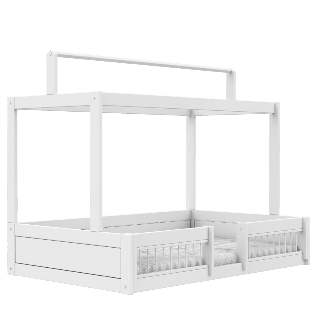LIFETIME Kidsrooms montessori børneseng med topkonstruktion og sengeheste 120x200 cm – hvid