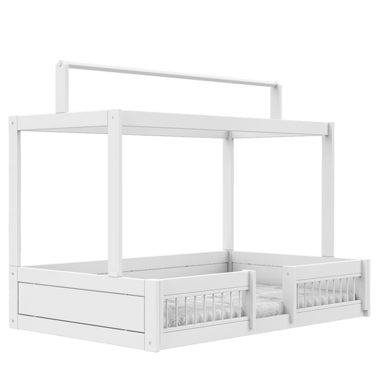 LIFETIME Kidsrooms montessori børneseng med topkonstruktion og sengeheste 120x200 cm – hvid