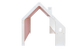 MeowBaby® White Wooden House for Kids - Pink Roof