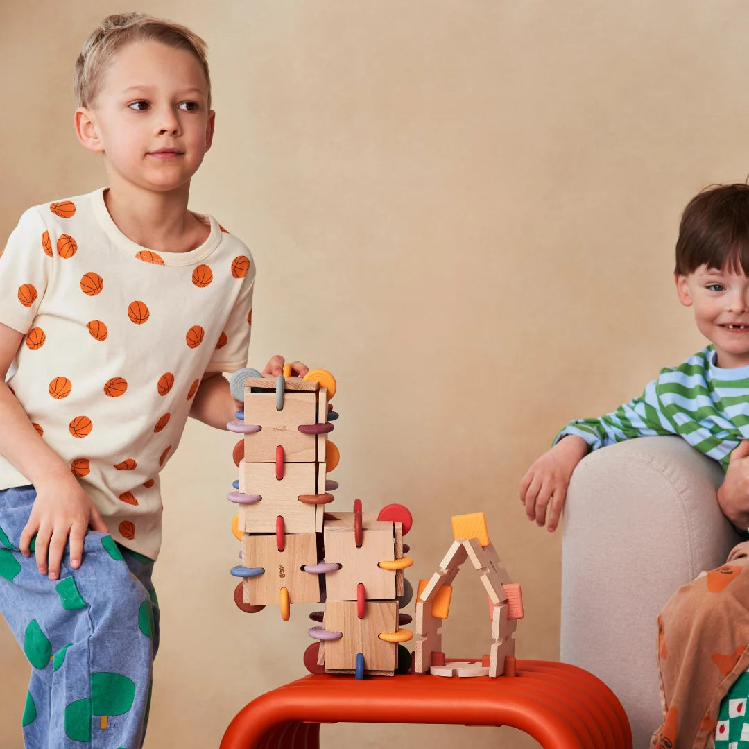 BAVVIC Dreamer Set – kreativt byggesæt i træ og silikone – 64 dele