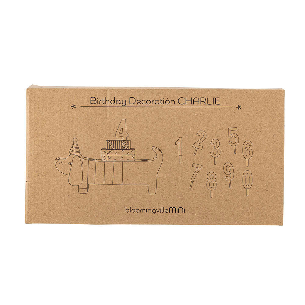 Bloomingville MINI Charlie fødselsdagsdekoration – Hund i brun FSC®-certificeret MDF