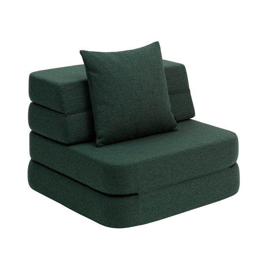by KlipKlap KK 3 Fold Sofa Single – Deep Green/Light Green (foldemadras)