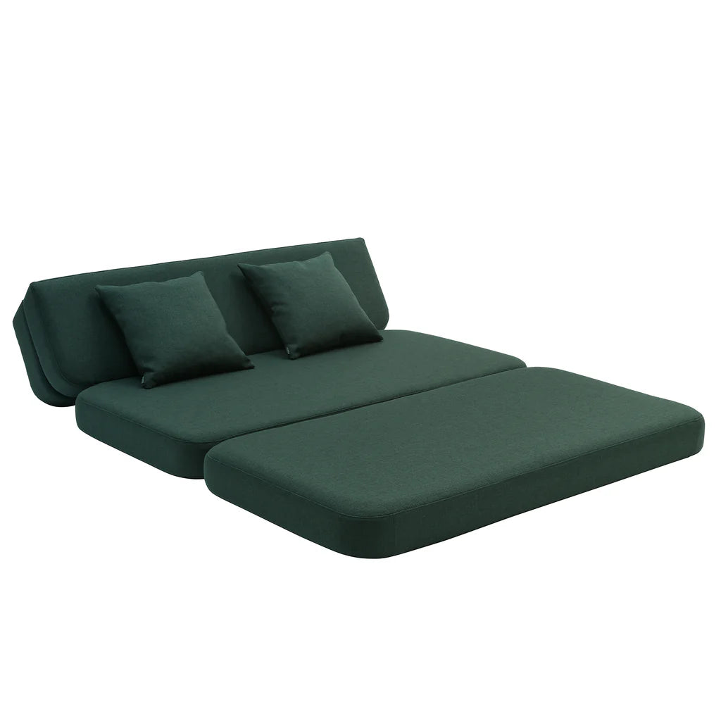 by KlipKlap KK 3 Fold Sofa XL Soft – Deep Green/Light Green (foldemadras)