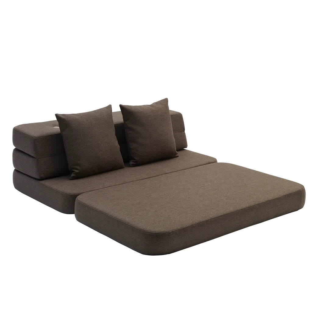 by KlipKlap KK 3 Fold Sofa 120 cm – Brown/Sand (foldemadras)