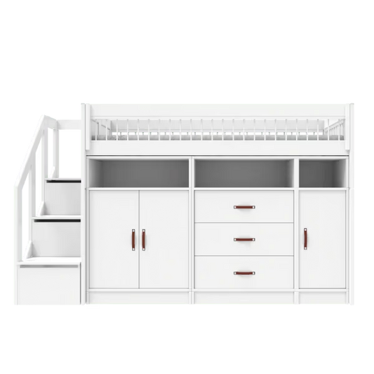 LIFETIME Kidsrooms højseng inkl. opbevaring 152 cm – Breeze – 90x200 cm – hvid