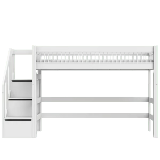 LIFETIME Kidsrooms højseng med trappe 152 cm – Breeze – 90x200 cm – hvid