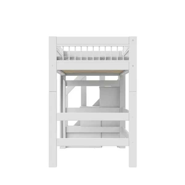 LIFETIME Kidsrooms højseng med trappe 152 cm – Breeze – 90x200 cm – hvid