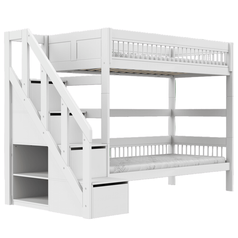 LIFETIME Kidsrooms køjeseng med trappe – Breeze - 90x200 cm – hvid