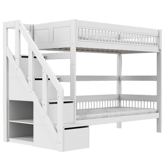 LIFETIME Kidsrooms køjeseng med trappe – Breeze - 90x200 cm – hvid