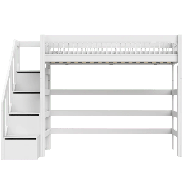 LIFETIME Kidsrooms højseng med trappe 177 cm – Breeze – 90x200 cm – hvid
