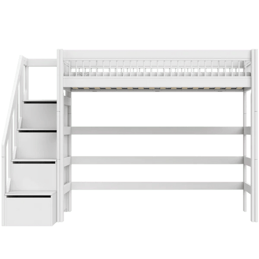 LIFETIME Kidsrooms højseng med trappe 177 cm – Breeze – 90x200 cm – hvid