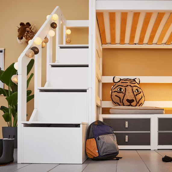 LIFETIME Kidsrooms højseng med trappe 177 cm – Breeze – 90x200 cm – hvid