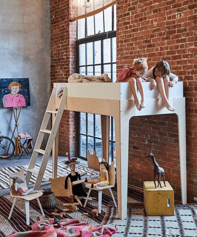 Oeuf NYC Perch højseng 90x200 cm – hvid/birk