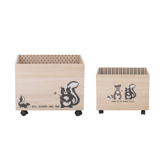 Bloomingville MINI Nonni Opbevaringskasser med hjul – Natur – Kejsertræ