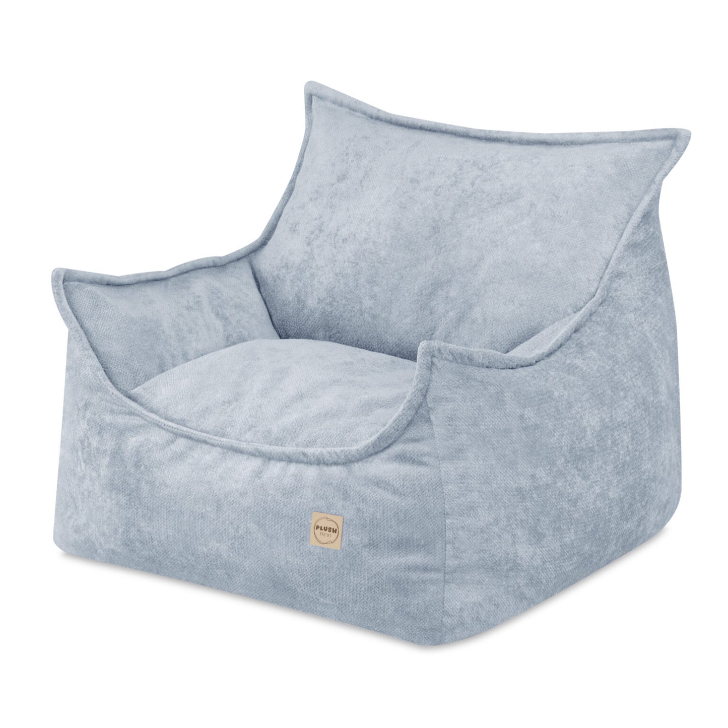 Plush Nest Roya lænestol til børn i premium chenille – blå