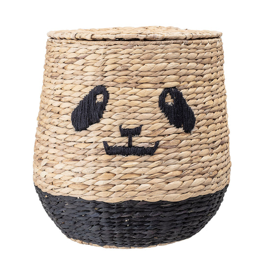 Bloomingville MINI Youl kurv med låg – Panda i natur, vandhyacint