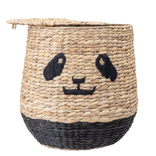 Bloomingville MINI Youl kurv med låg – Panda i natur, vandhyacint