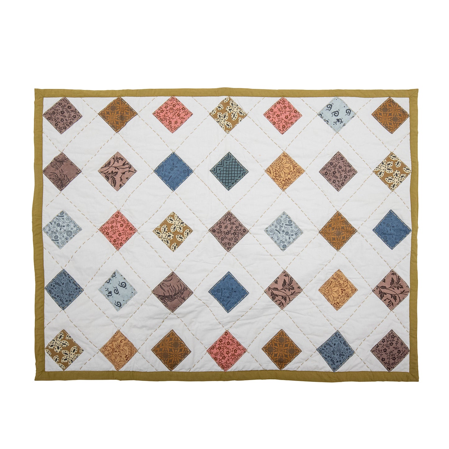 Bloomingville MINI Melua quilt – Patchwork-tæppe i naturfarvet bomuld