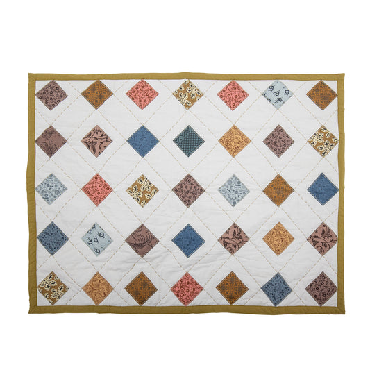Bloomingville MINI Melua quilt – Patchwork-tæppe i naturfarvet bomuld