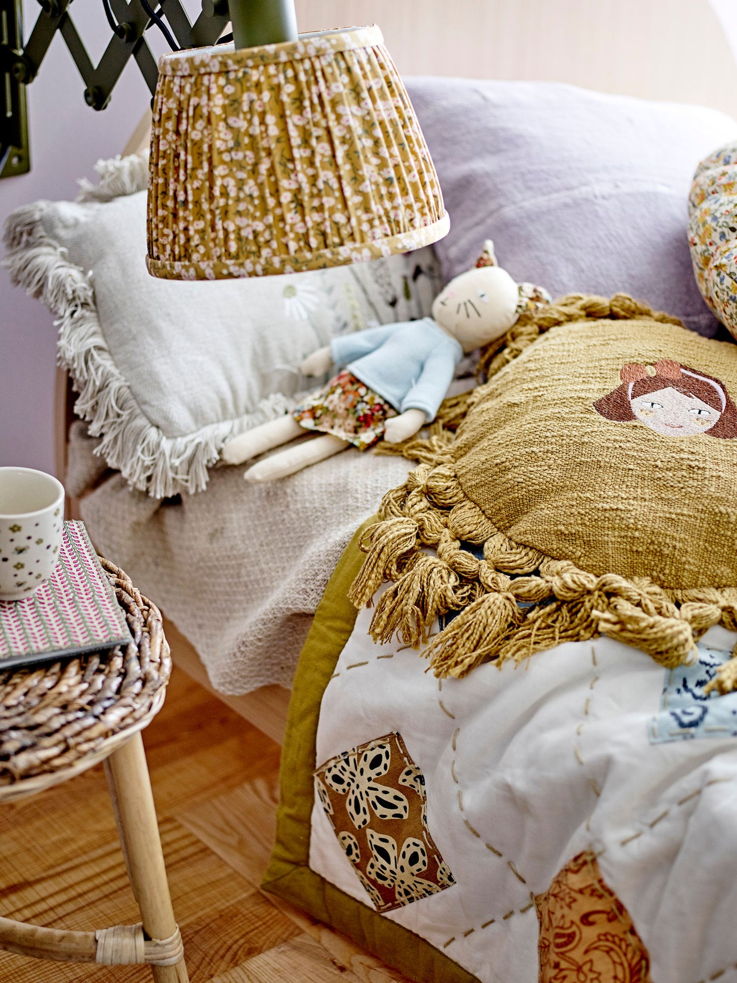 Bloomingville MINI Melua quilt – Patchwork-tæppe i naturfarvet bomuld