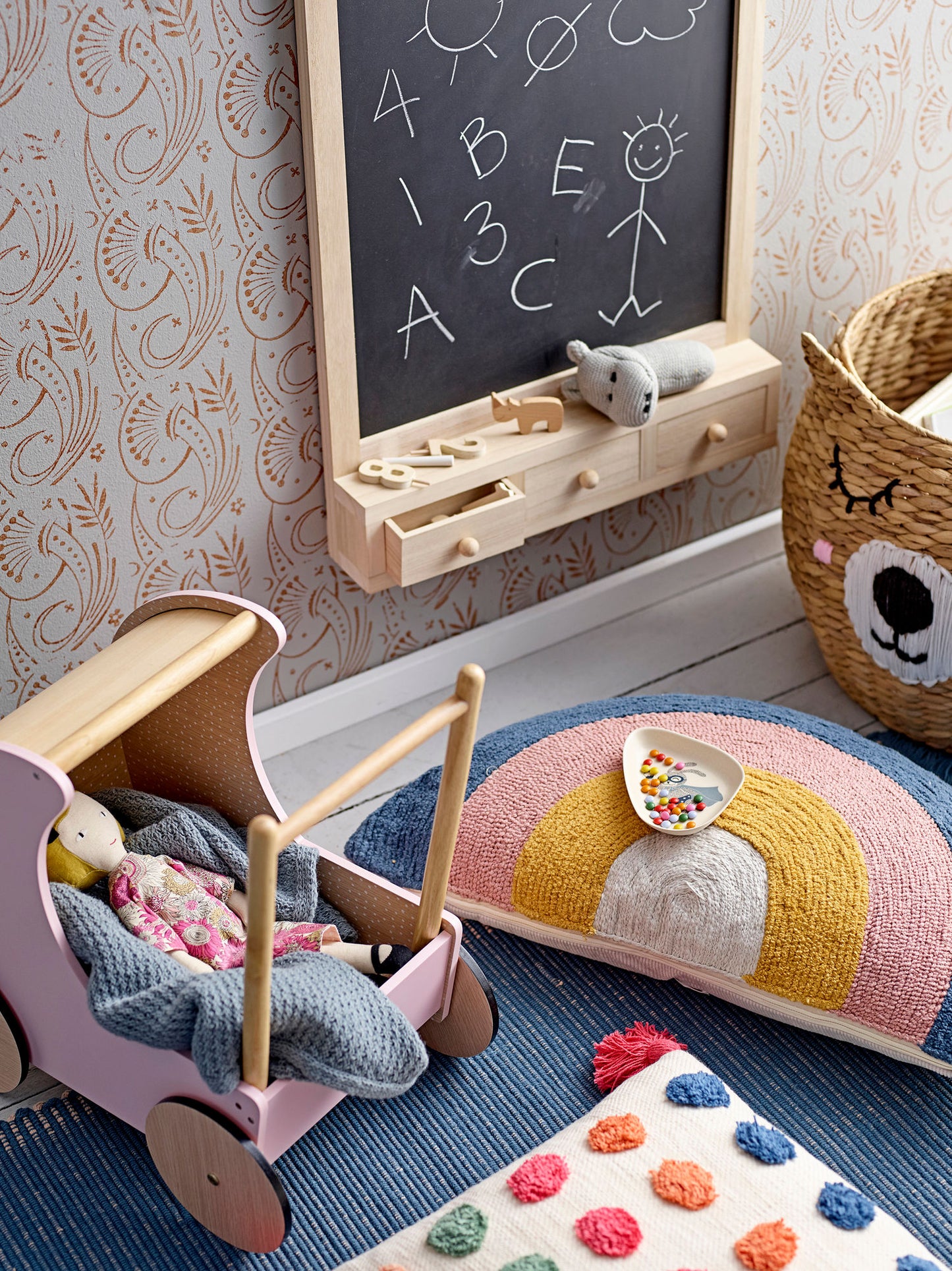 Bloomingville MINI Eman kurv – Bjørnekurv i natur, vandhyacint