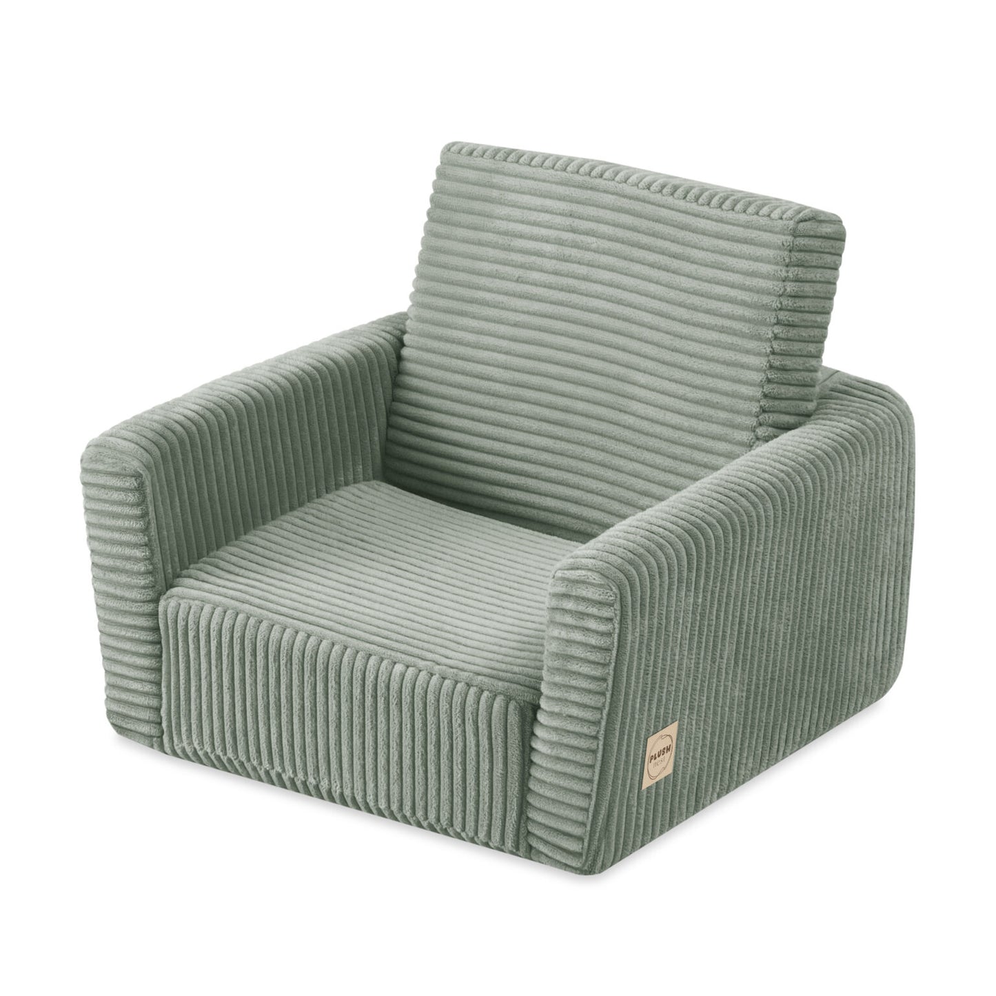 Plush Nest Cubie foldbar lænestol til børn i premium fløjl – grøn