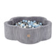 Plush Nest Blomsterformet Boldbassin med 300 bolde – Grå Premium Bred Fløjl, 95x30 cm