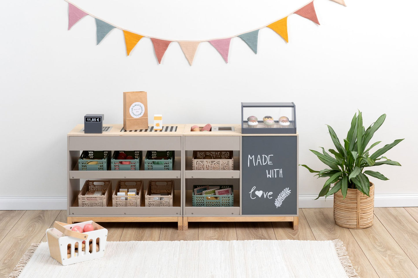 MUSTERKIND indkøbsbutik Bollea – varm grå/natur