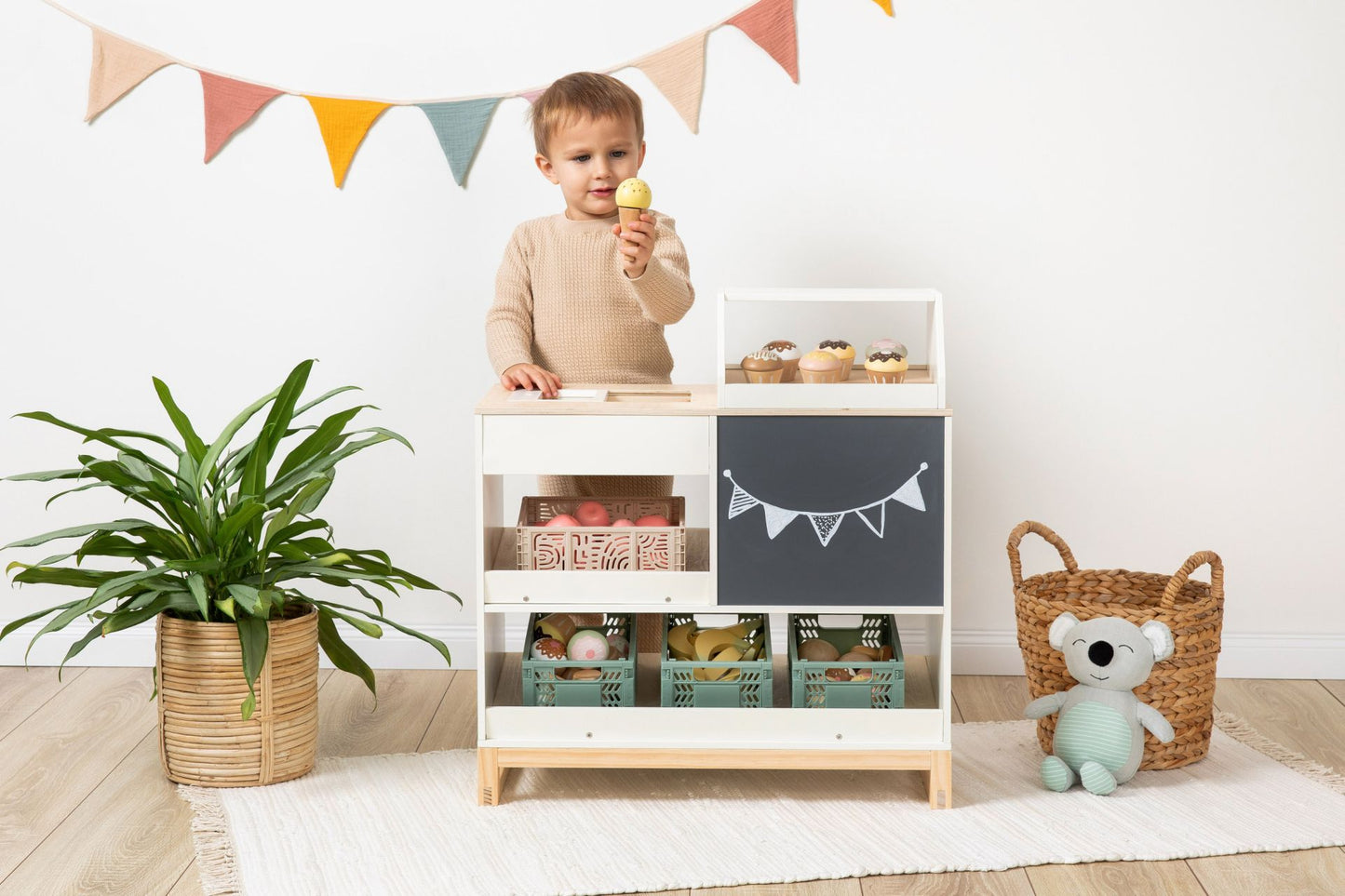 MUSTERKIND legetøjsbutik Vinca – hvid/natur