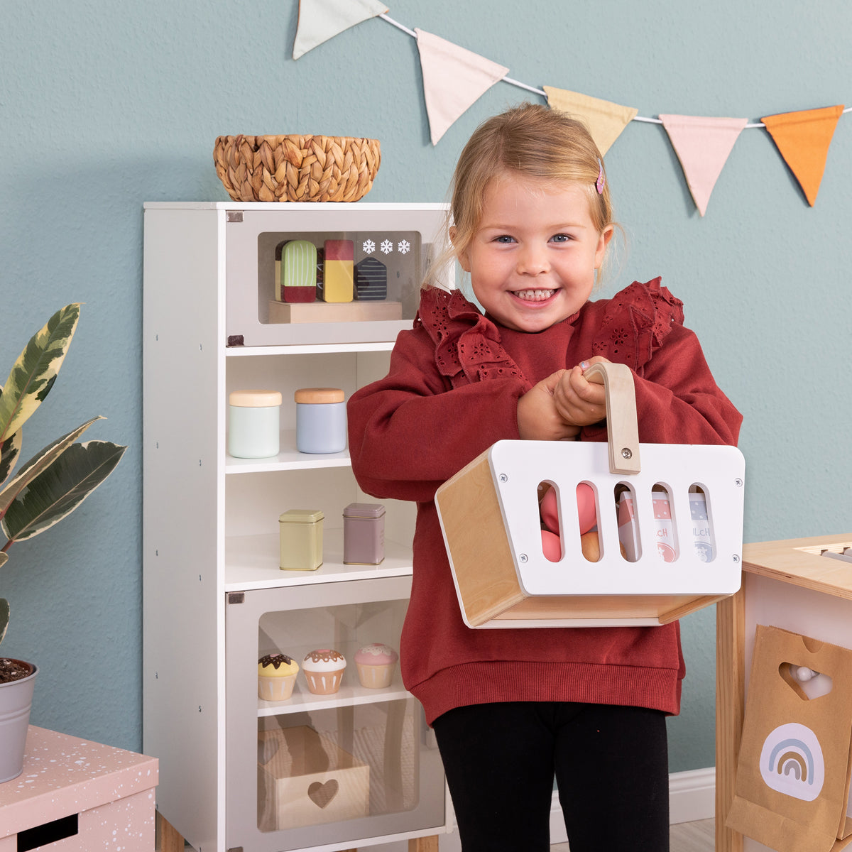 MUSTERKIND indkøbskurv Carum – hvid/natur/multifarvet