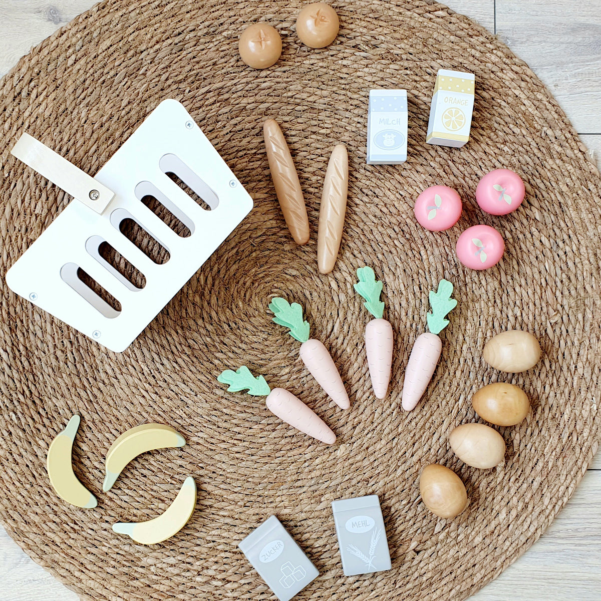 MUSTERKIND indkøbskurv Carum – hvid/natur/multifarvet