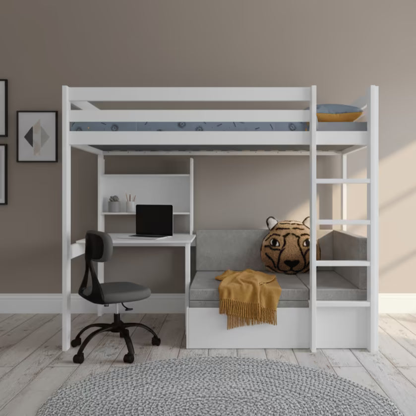 LIFETIME Kidsrooms højseng 177 cm Study & Relax – Elements – 90x200 cm - hvid