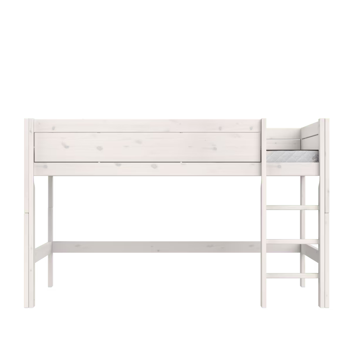 LIFETIME Kidsrooms halvhøj seng med stige 128 cm 120x200 – hvidpigmenteret