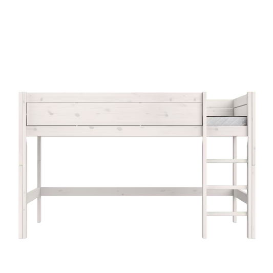 LIFETIME Kidsrooms halvhøj seng med stige 128 cm 120x200 – hvidpigmenteret