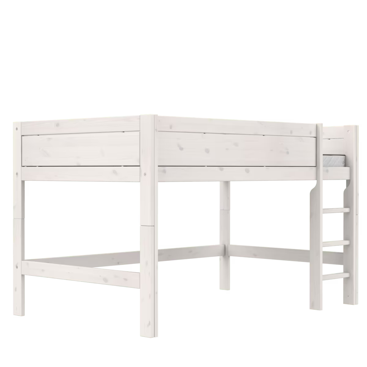 LIFETIME Kidsrooms halvhøj seng med stige 128 cm 120x200 – hvidpigmenteret