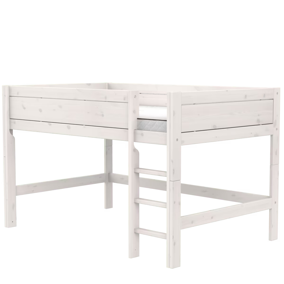 LIFETIME Kidsrooms halvhøj seng med stige 128 cm 120x200 – hvidpigmenteret