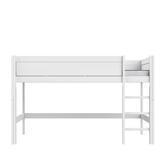 LIFETIME Kidsrooms halvhøj seng med stige 128 cm 120x200 – hvid